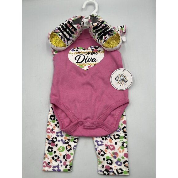 Mini DIVA  Baby GIRL 3-6 MONTHS Outfit WITH SHOES TO MATCH BRAND NEW W/TAGS SEE - Picture 1 of 16